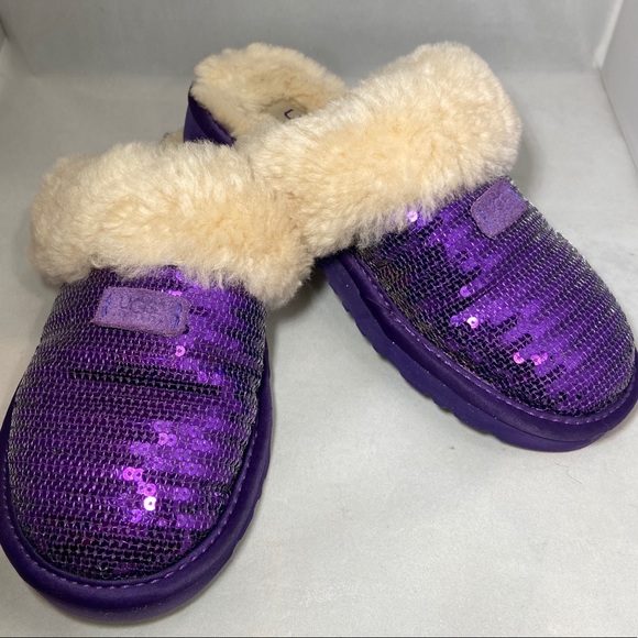 purple sheepskin slippers